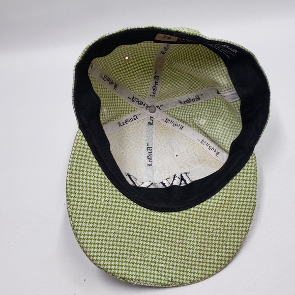 Legna Fitted Cap with NY Logo Green Houndstooth Pattern Size Medium 58cm - Picture 10 of 12